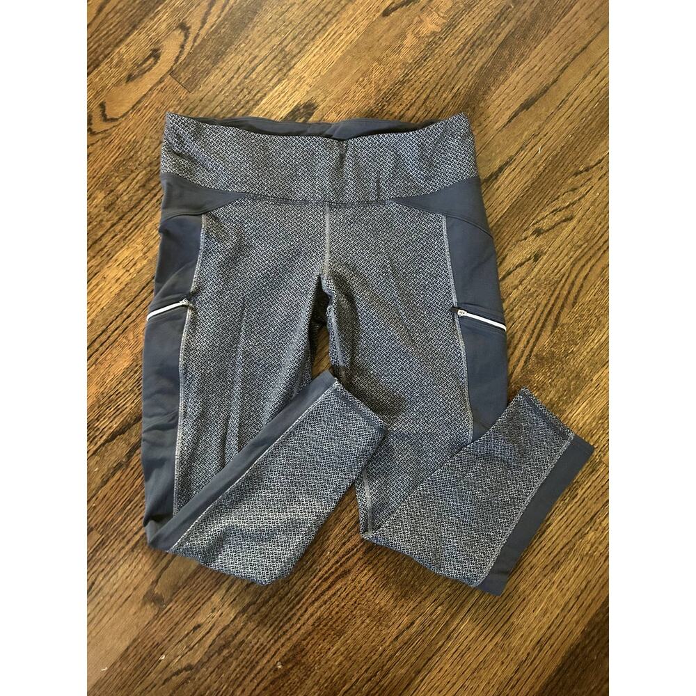 Athleta Women's Gray Herringbone Panel Leggings - XL